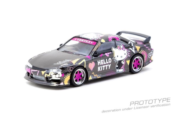 Tarmac Works x Vertex x Hello Kitty Nissan S14; Black Chrome