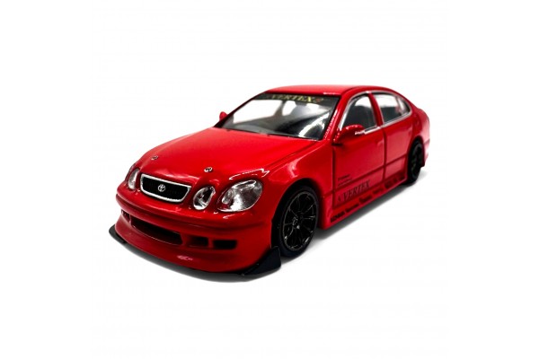 Tarmac Works x Vertex Toyota JZS161 Aristo; Red (Trading Cards Included)