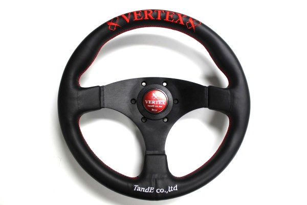 Vertex Flat Steering Wheel; Red; Leather; 325mm