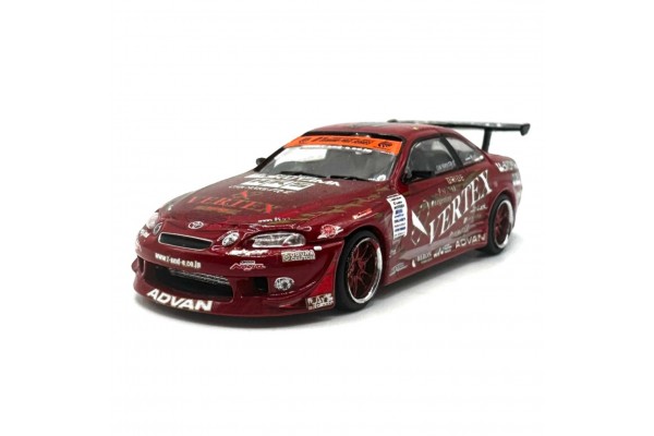 Tarmac Works x Vertex Ridge TE3005 Toyota JZZ30 Soarer; Red with Livery (Trading Cards Included)